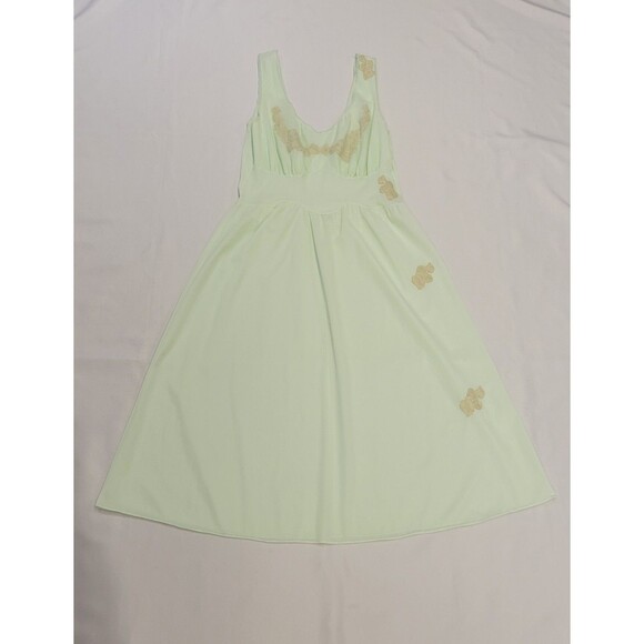 Vintage Nightgown Womens *Medium Mint Green Embroidered Midi Night Dress - Picture 7 of 12